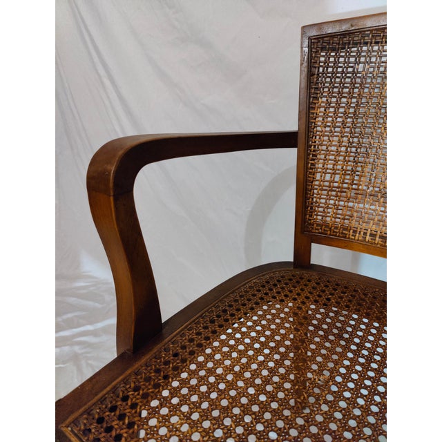 Vintage Cherry Wood and Cane Arm Chair For Sale In Portland, OR - Image 6 of 12