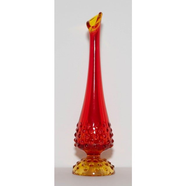 Mid-Century Modern Fenton Amberina Hobnail Swung Glass Vase, 9 Inch For Sale - Image 3 of 3