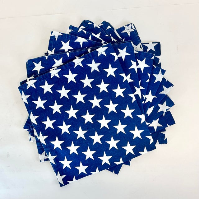 Textile 1980s Vintage Americana Arts & Crafts Flag Motif Placemats and Napkins, 8 Place Setttings - Set of 16 - 4th of July For Sale - Image 7 of 7