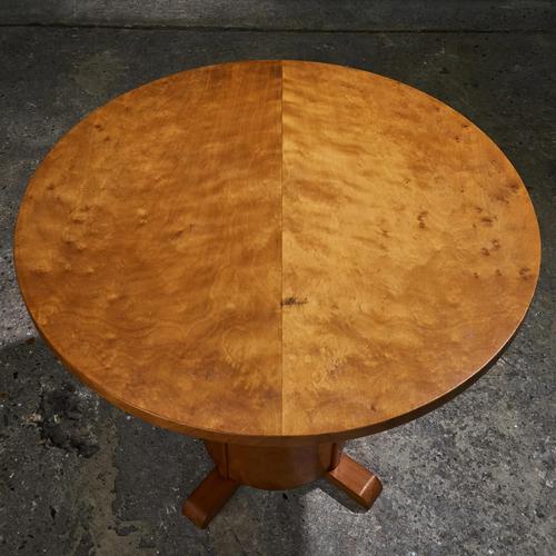 1930s Art Deco Round Pedestal Side Table in Beech, Belgium For Sale - Image 5 of 9