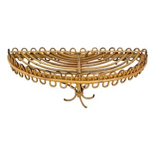 Rattan & Bamboo Wall-Mounted Bedside Shelf, Italy, 1960s For Sale