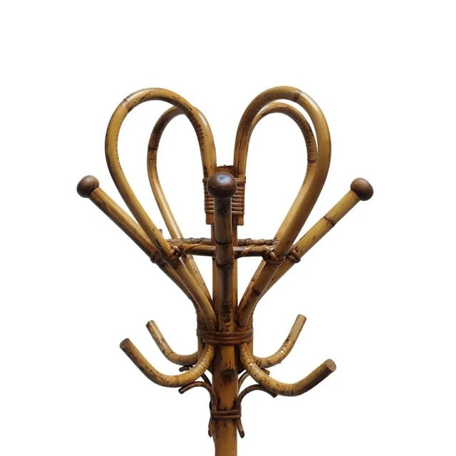 Bamboo and Rattan Coat Rack, 1960s For Sale - Image 3 of 7