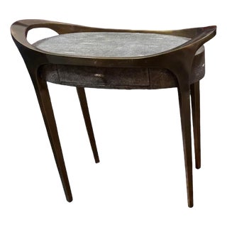 R & Y Augousti Black Shagreen Side Table For Sale