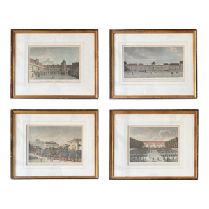 Set of Four Hand-Colored Engravings of Paris Landmarks, C. 1820, W. Russell Button Gallery, Chicago