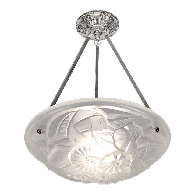 French Art Deco Pendant Light by Degue 1930 France For Sale