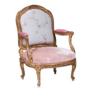 Late 19th Century Louis XV Style Carved Giltwood Armchair