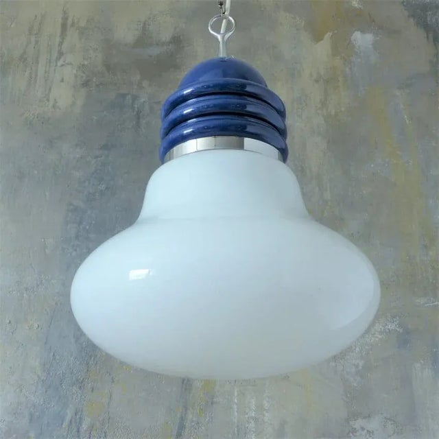 Italian Glass Bulb-Shaped Ceiling Lamp, 1950s For Sale - Image 11 of 12