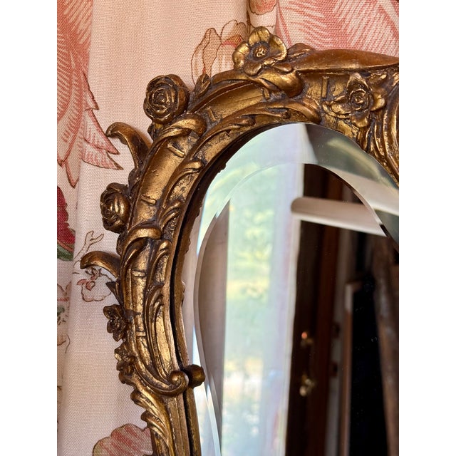 Vintage Rococo Style Gilt Triptych Girandole Mirror With Candle Sconces For Sale - Image 11 of 12