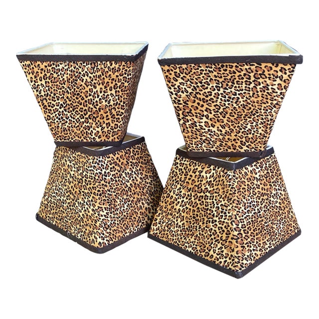 Leopard Print Sconce Shades/4 For Sale