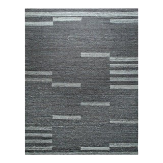 10x14 Gray Handwoven Wool Floating Rectangles Geometric Modern Carpet Rug For Sale