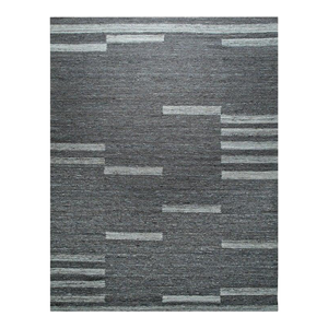 10x14 Gray Handwoven Wool Floating Rectangles Geometric Modern Carpet Rug