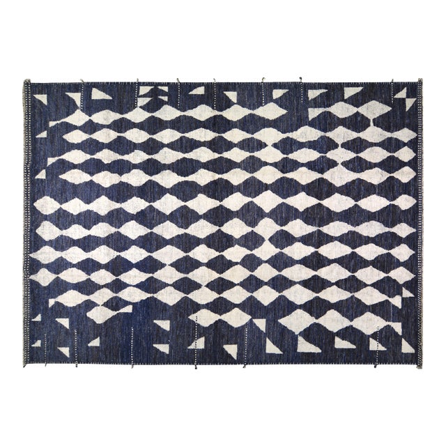 Moroccan Hand Knotted Wool Rug, 10'5''x14'7'' For Sale