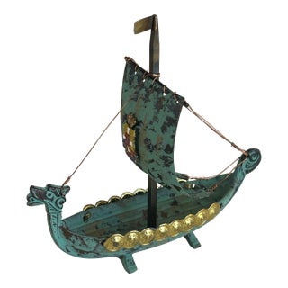 VTG Metal Viking Ship For Sale