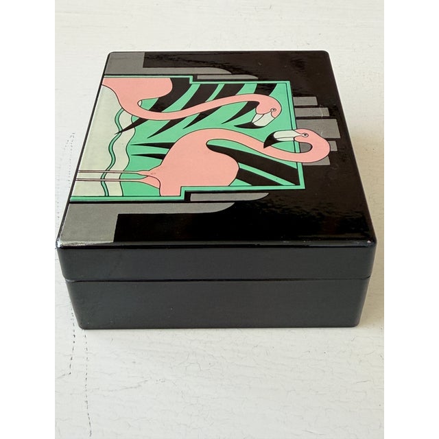 1985 Vando Flamingo Art Deco Style Box With Original Soap by Pelzman Designs For Sale - Image 4 of 10