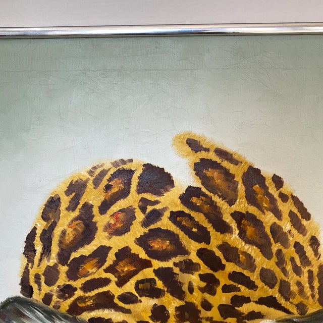 Vintage Cheetah Oil Painting Signed by Allen 1976 For Sale - Image 4 of 12