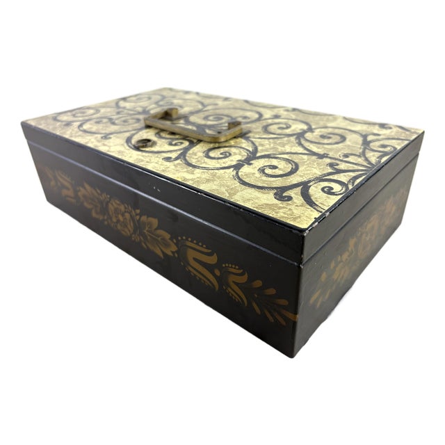 Vintage American Hand Painted Toleware Box For Sale