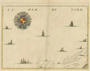 Antique Map of the North Sea and Dunkirk, 1712