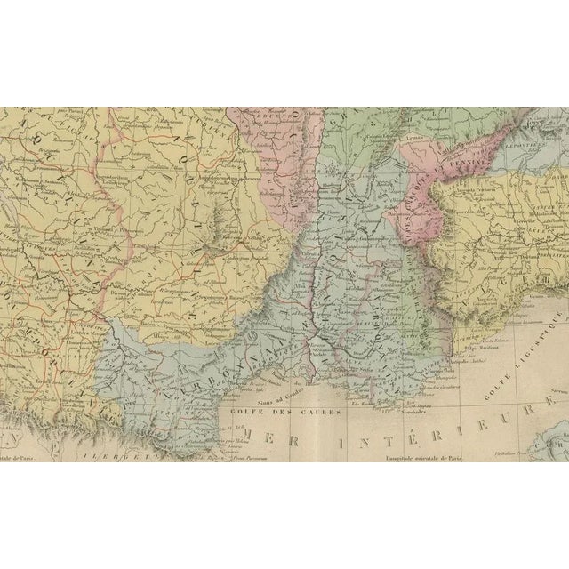 Paper Antique Map of La Gaule by Andriveau-Goujon, 1861 For Sale - Image 7 of 10