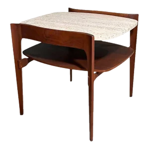 Bertha Schaefer Walnut W/Travertine Side/End Table, 1960