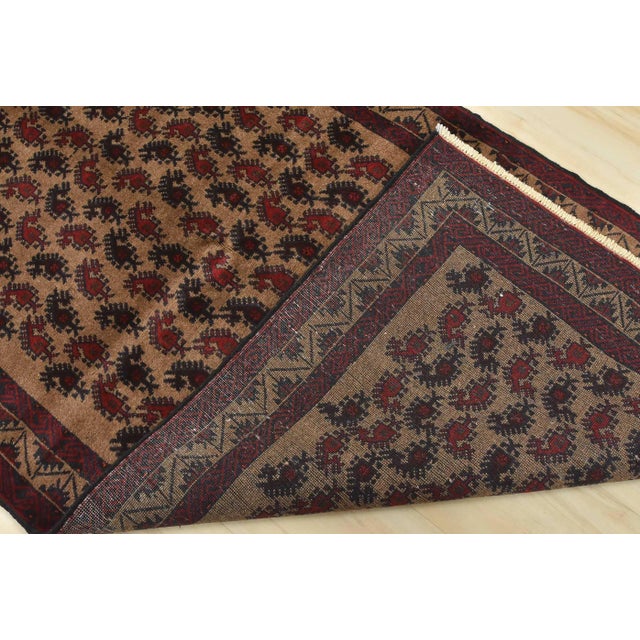 Baloch Rug 3’2” X 5’9” Brown Wool Vintage Tribal Hand-Knotted Carpet For Sale - Image 12 of 13