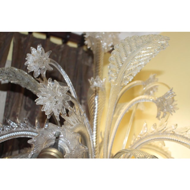 1950's Large Italian Mid Century Modern Murano Barovier & Toso Art Glass Floral Form Chandelier For Sale - Image 9 of 12