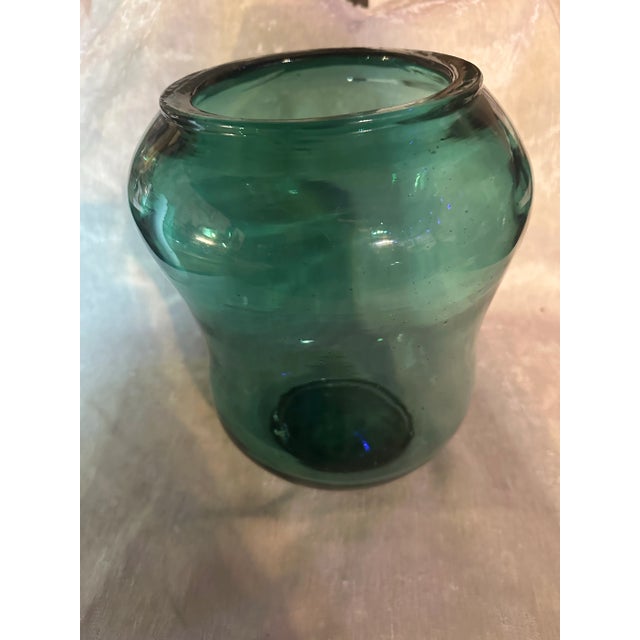 Mid-Century Modern Vintage Large Green Blown Glass Vase For Sale - Image 3 of 7