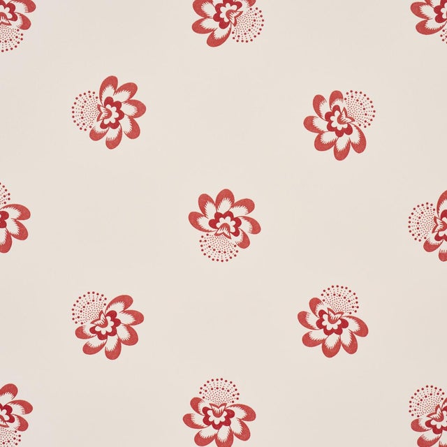 Contemporary SAMPLE - Schumacher Auclair Floral Wallpaper In Red For Sale - Image 3 of 5