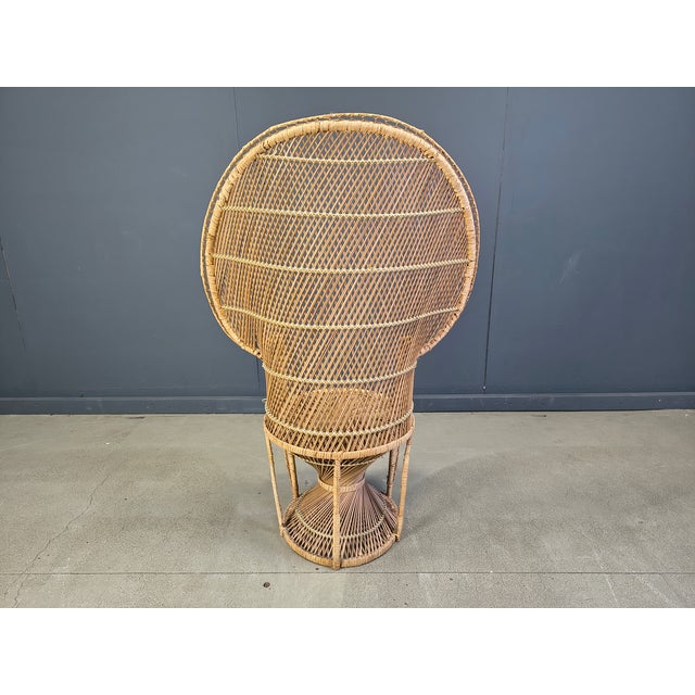 Beige Vintage Wicker Peacock Chair, 1970s For Sale - Image 8 of 15