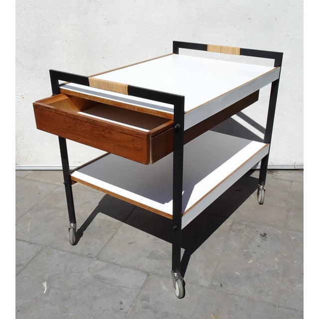 Minimalist Austrian Bar Cart attributed to Carl Auböck, 1960 For Sale - Image 11 of 18