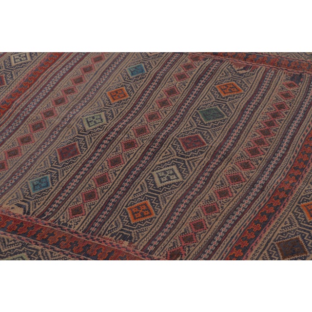 Rug & Kilim Vintage Persian Soumak Kilim, Tribal Diamonds in Light Jewel Tones - Rug & Kilim For Sale - Image 4 of 7