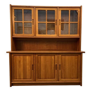 Mid-Century Danish Teak China Hutch and Credenza For Sale