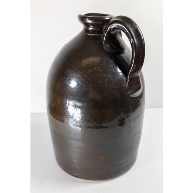 Brown 19th Century American Stoneware Albany Slip Glaze Jug, w.m.e. Warner West Troy For Sale - Image 8 of 11