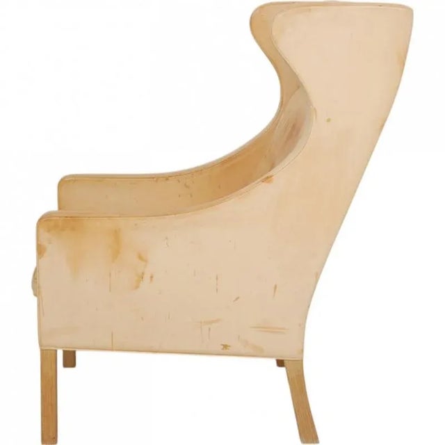 2204 Wing Chair in Natural Leather by Børge Mogensen, 2000s For Sale - Image 4 of 18