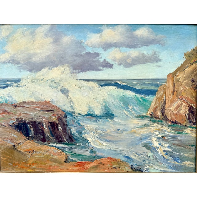 Textile "California Rocky Coast After the Storm" by George John Flower For Sale - Image 7 of 8