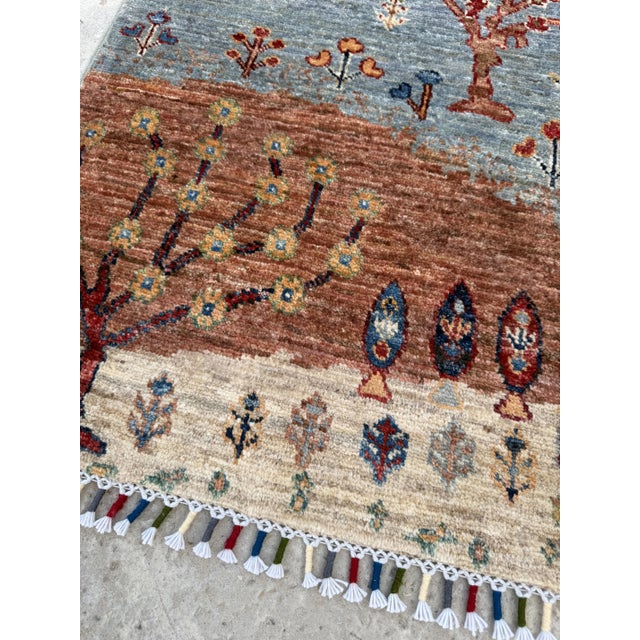 Gabbeh Sunset Landscape Rug, Hand-Knotted Wool, 2x3, Blue & Rust For Sale - Image 12 of 12