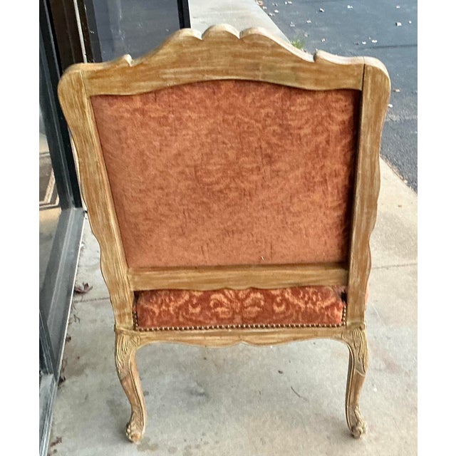 William Switzer William Switzer Cerused Carved Fruitwood French Louis XV Style Arm Chair For Sale - Image 4 of 14