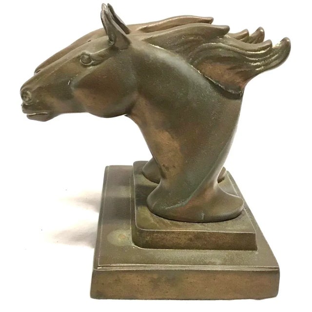 1930s Vintage Bronze Heavy Cast Double Horse Letter Holder For Sale - Image 5 of 8