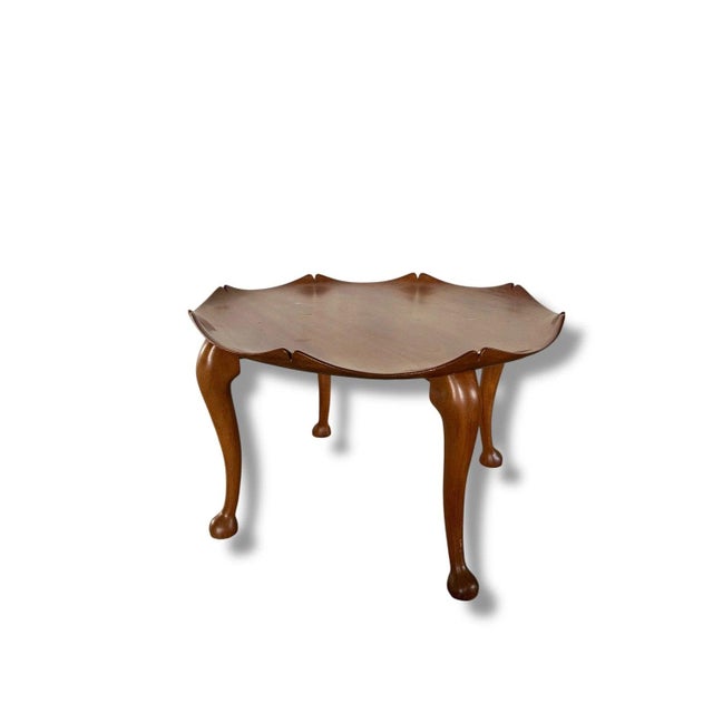 1970s Mid-Century Sculptural Teak Lotus Coffee Table with Scalloped Edge and Cabriole Legs, 1970s For Sale - Image 5 of 9
