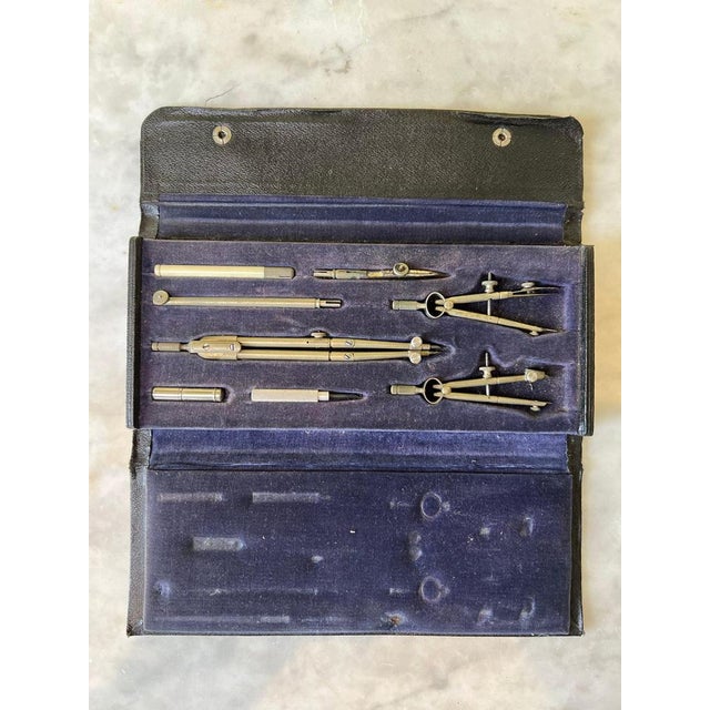 Vintage Geometry and Technical Drawing Set in Original Leather Case from Pomme-Pidou For Sale - Image 5 of 5