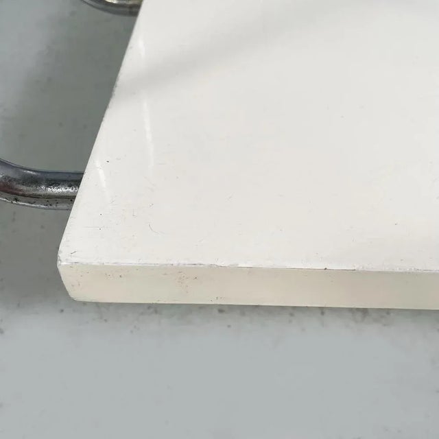 Italian Modern Double-Shelf Coffee Table in White Painted Wood and Metal, 1980s For Sale - Image 9 of 12