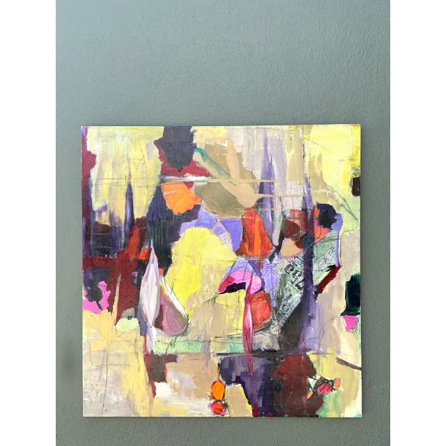 Purple Vintage Abstract Expressionist Oil Painting on Canvas For Sale - Image 8 of 14