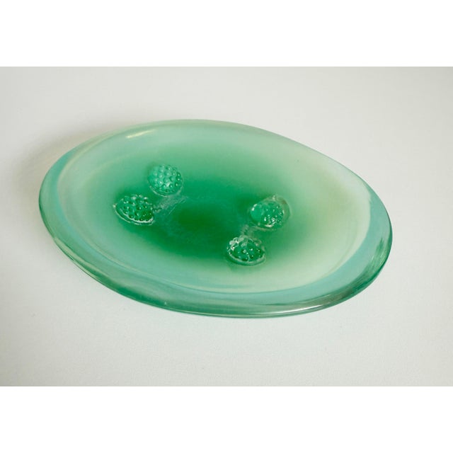 Murano Murano Style Jade Green Glass Soap Dish For Sale - Image 4 of 6