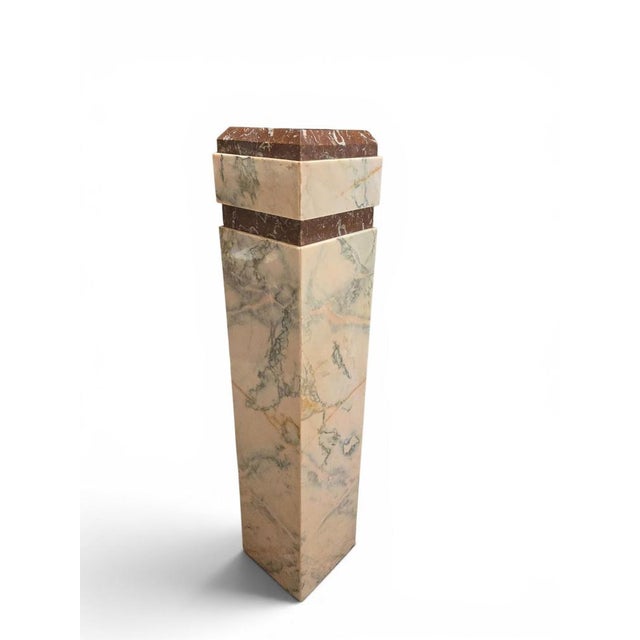 Art Deco Pedestal in Red Marble, Early 20th Century For Sale - Image 3 of 13