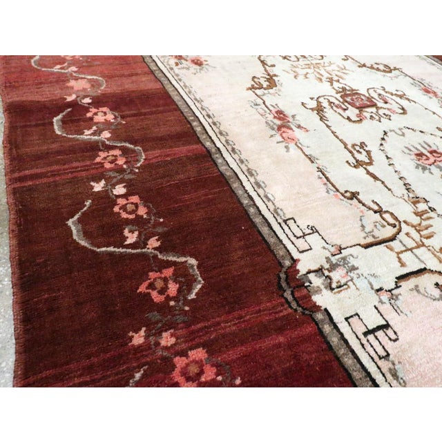 Rustic Galerie Shabab Collection Mid-20th Century French Inspired Vintage Turkish Anatolian Accent Carpet For Sale - Image 3 of 7