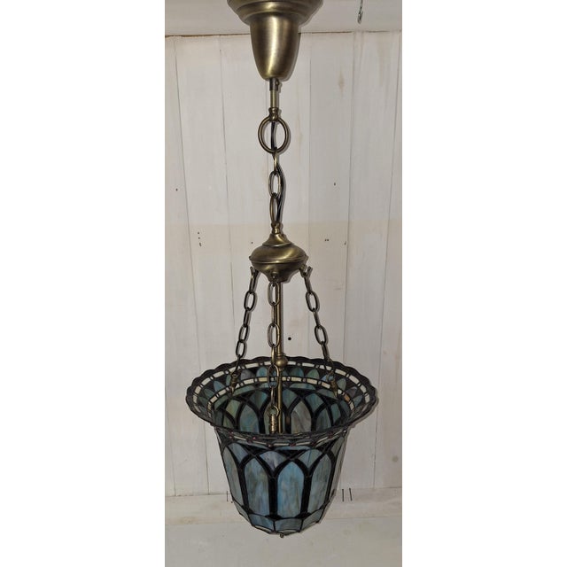 Vintage Ceiling Lamp with Handcrafted Dome in Colored Glass Elements and Metal Mount, 1980s For Sale - Image 4 of 8