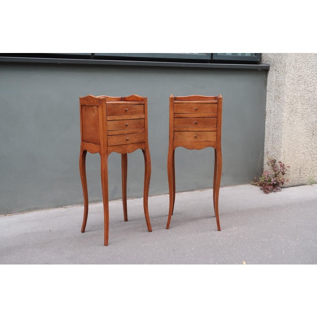 Pair of French Louis XV Style Tiny Side Tables Nightstands For Sale - Image 4 of 13