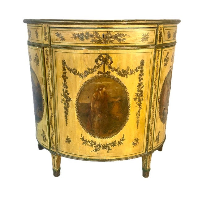 George III Painted Demilune Cabinet For Sale - Image 9 of 12