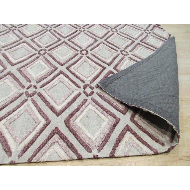 5x8 Ivory Hand-Knotted Wool Diamond Trelliswork Geometric Modern Carpet Rug For Sale - Image 4 of 5
