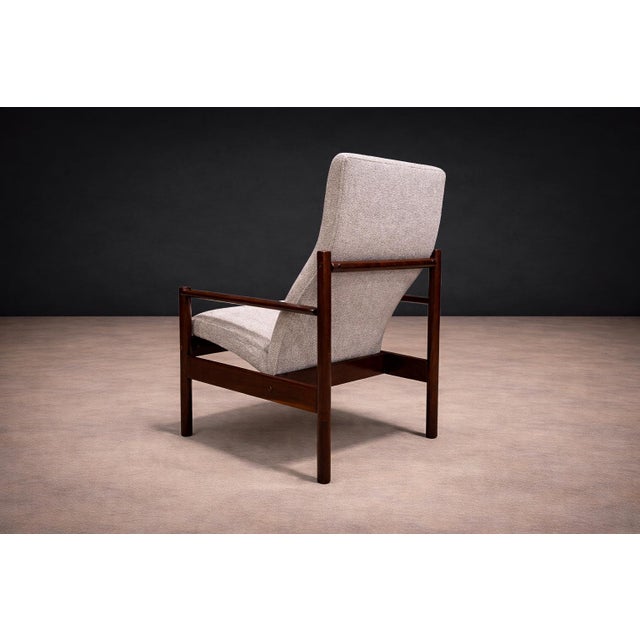 Tall Armchair in Imbuia Wood & Grey Bocule, Michel Arnoult, 1960s - Lot 154A For Sale - Image 10 of 16