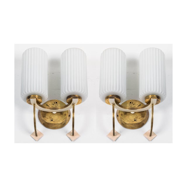 Metal Double Arm Sconces in the Manner of Stilnovo - a Pair For Sale - Image 7 of 7